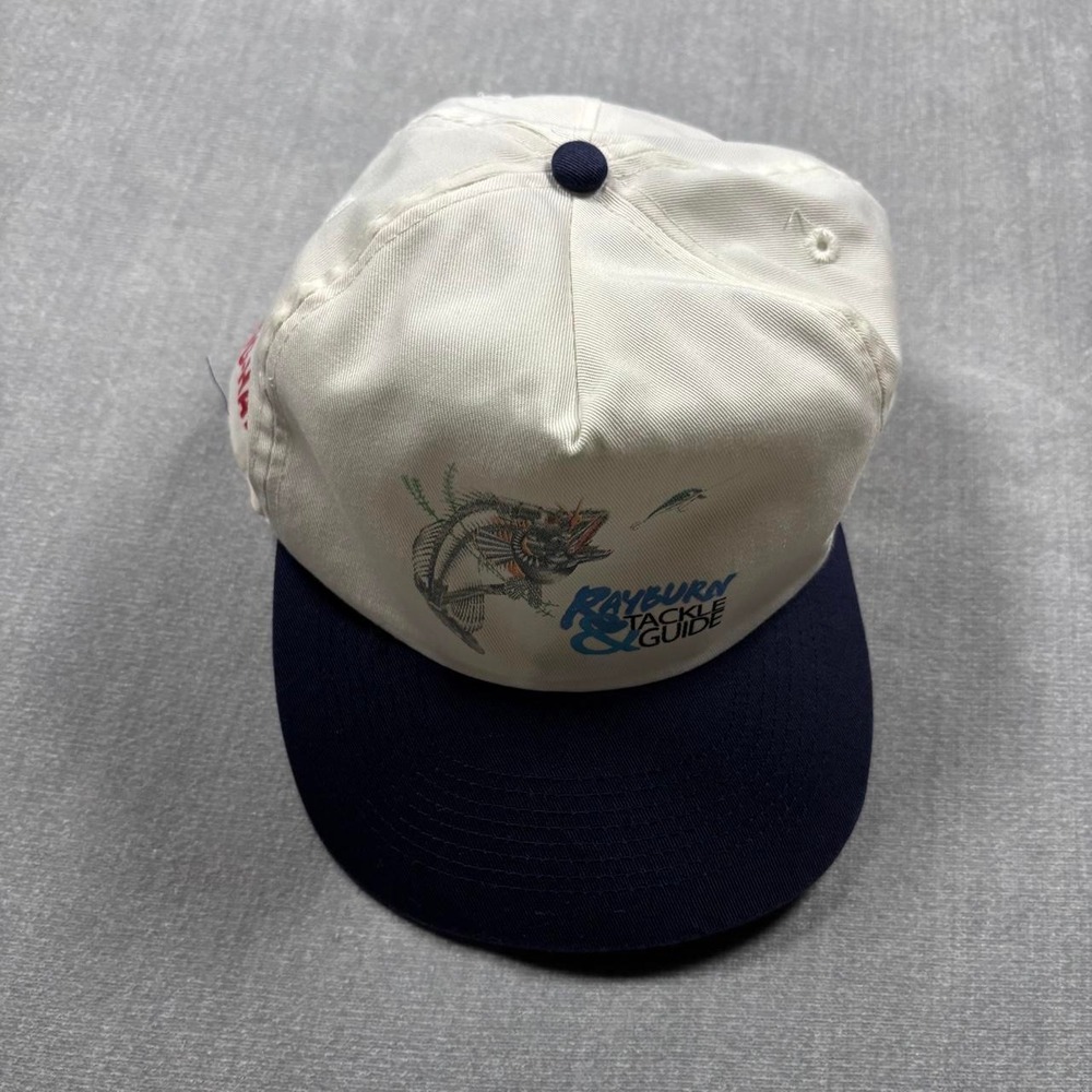 Vintage 90s Rayburn Tackle & Guide white and navy fishing cap
